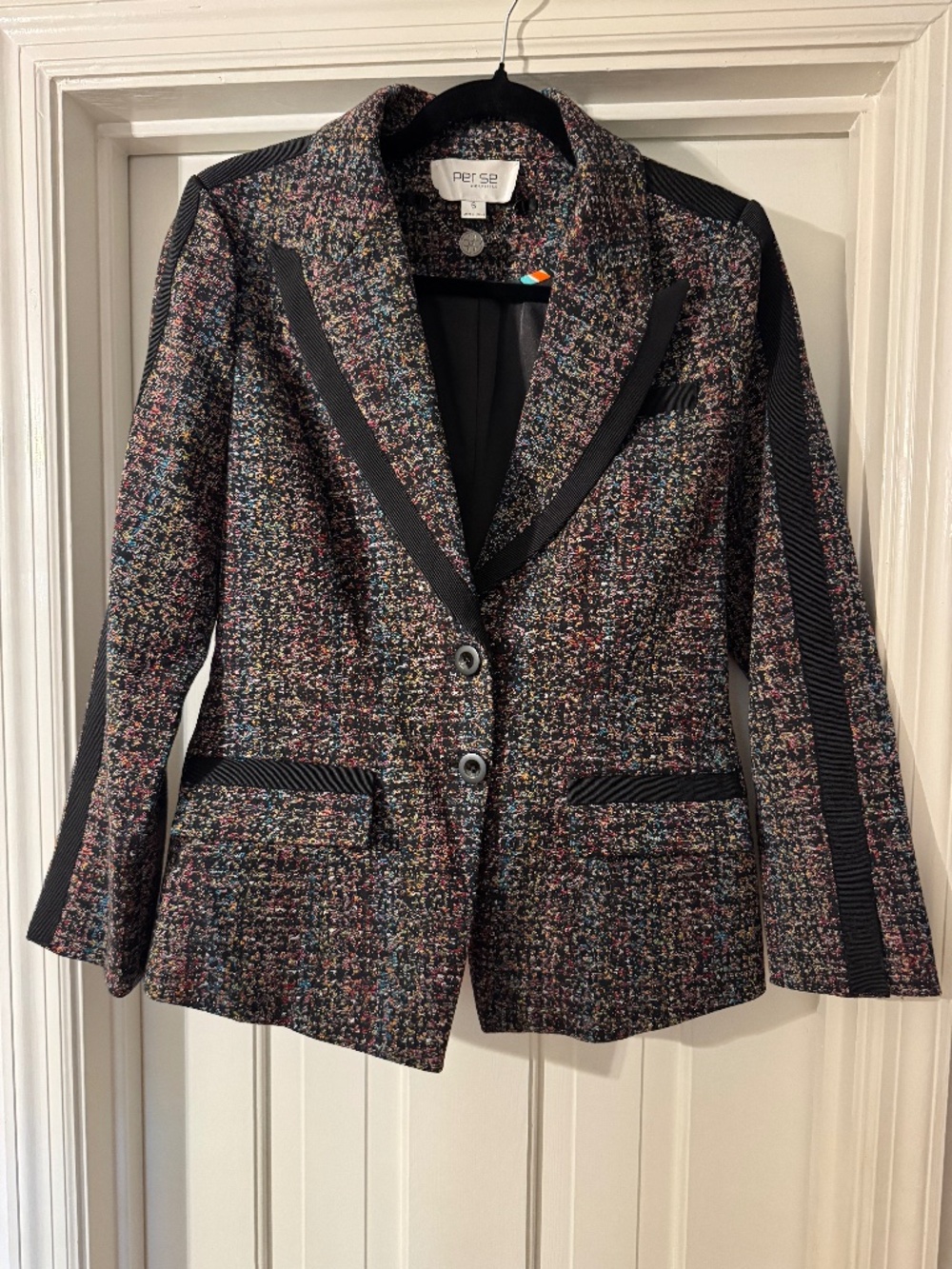 Black and Multi-Colored Per Se Business Jacket, size 6